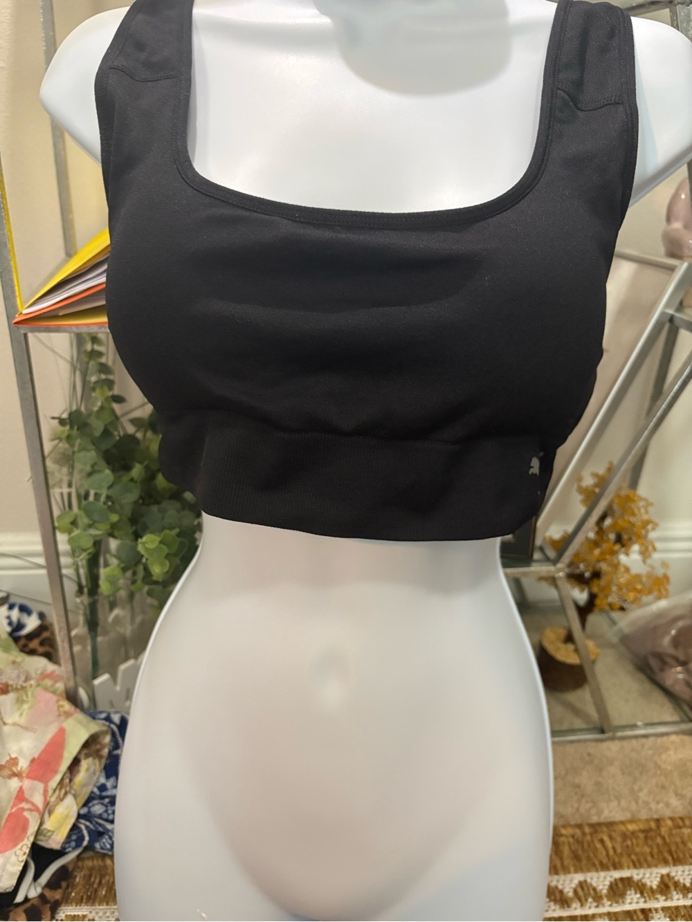 Puma Womens Seamless Sports Bra Black Adjustable Straps XL RN100759 Activewear
